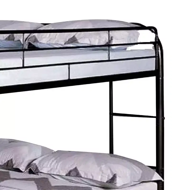 Royal Hampton Twin Over Twin Bunk Bed, Black Metal Frame, Attached Side Ladder