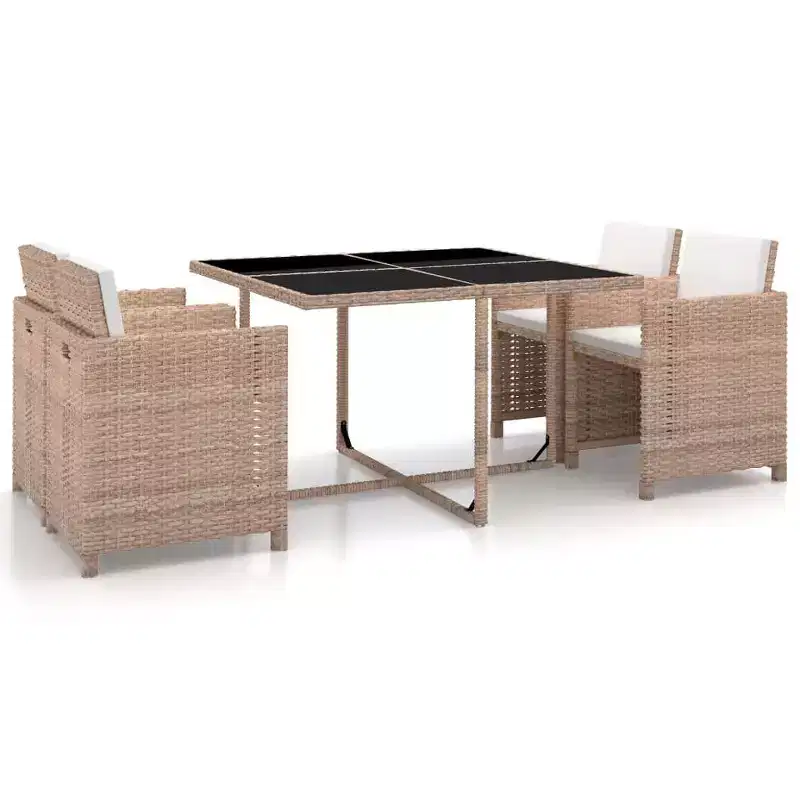 vidaXL Outdoor Dining Set PE Rattan Large Removable Covers