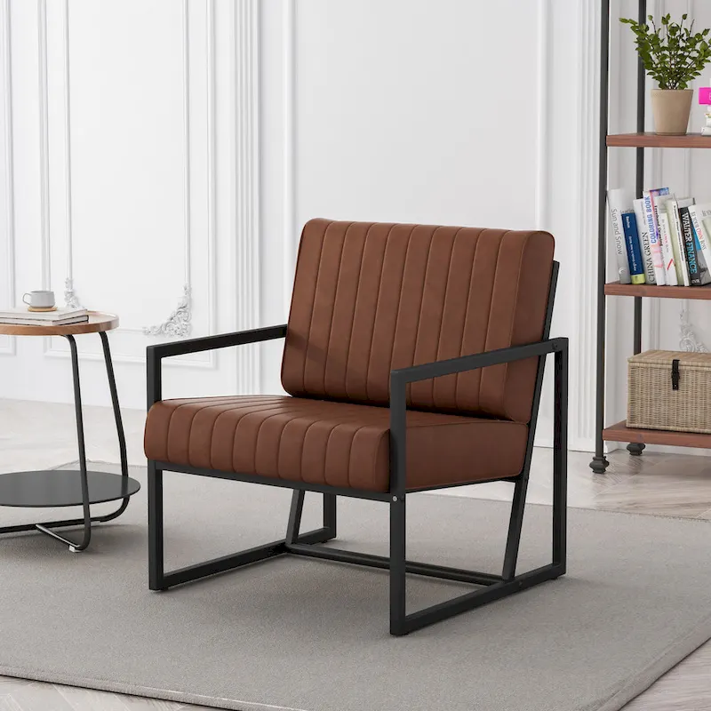 PU Leather Accent Chair with Padded Backrest