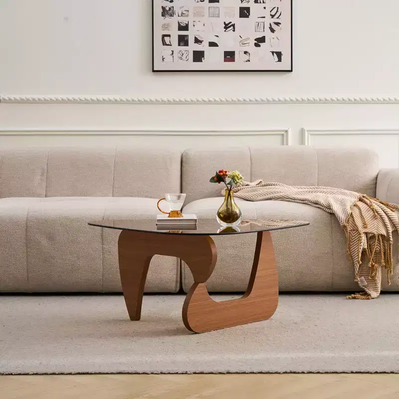 Century Modern Wood Center Table Small Farmhouse Coffee Table for Living Room, Brown