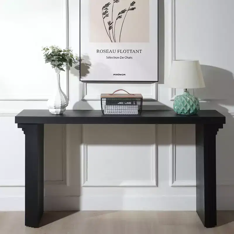 Okak 58IN Minimalist Console Table with Curved Leg Design, Hallway Table with Thick Tabletop and Legs, Entryway Table for Living Room, Foyer