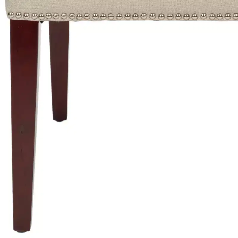Taupe Linen Armless Dining Chair, High Back, Nailhead Trim – Set of 2