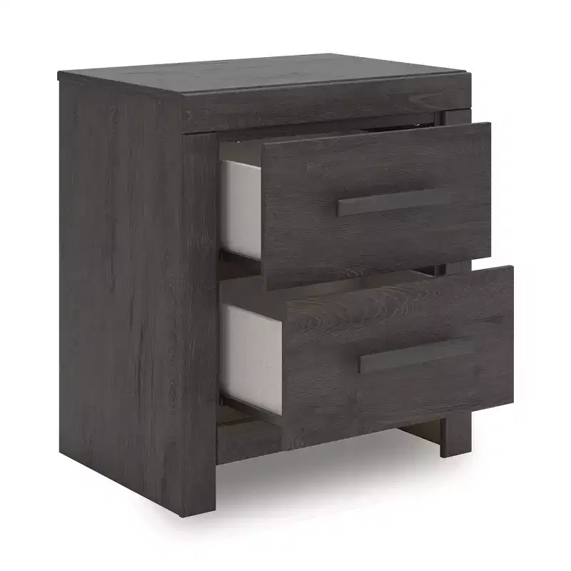 2-Drawer Nightstand with Smooth Gliding Drawers, Charcoal Finish