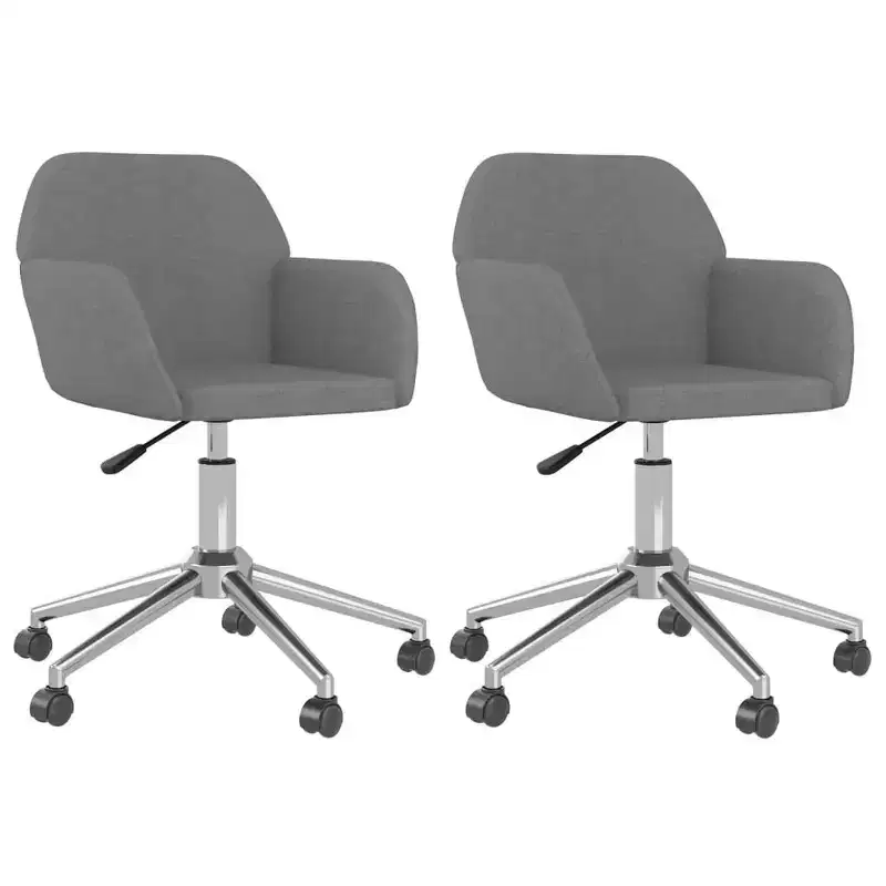 vidaXL Swivel Dining Chairs 2 pcs Light Gray Fabric