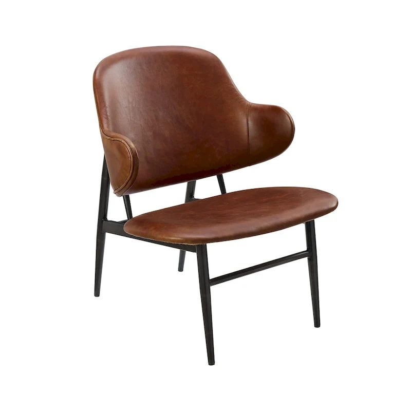 Art Leon Genuine Leather Accent Lounge Chair