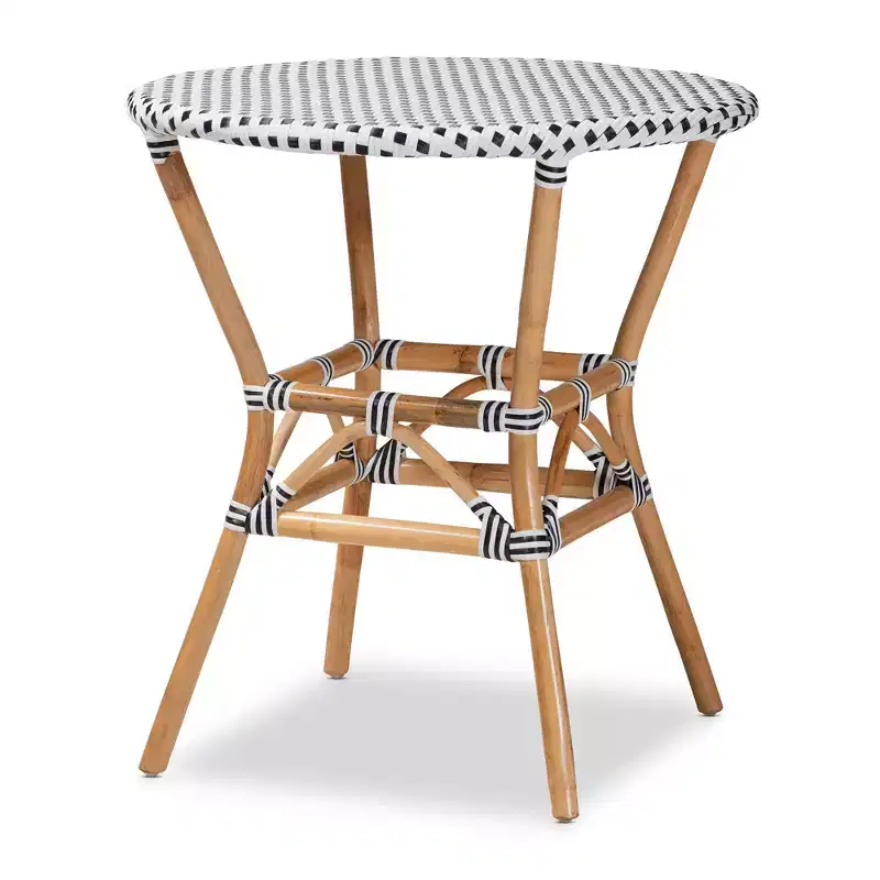 Weave and Rattan Dining Table Natural/Brown: Bohemian Style, 4-Seater, No Assembly Required