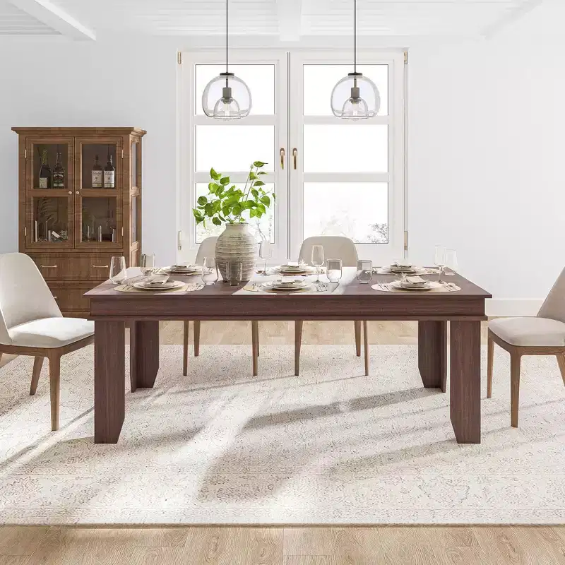Farmhouse Dining Table 70.87 Inch,Brown Kitchen Table Seats 6-8 People