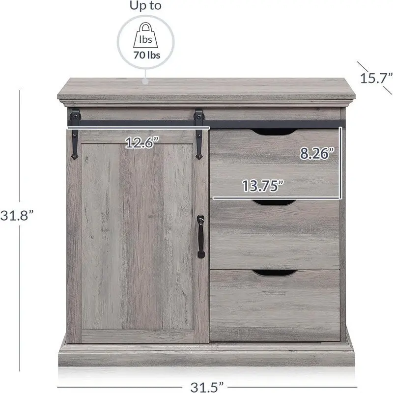 Sideboard Buffet Cabinet - 15.7D x 31.5W x 31.8H