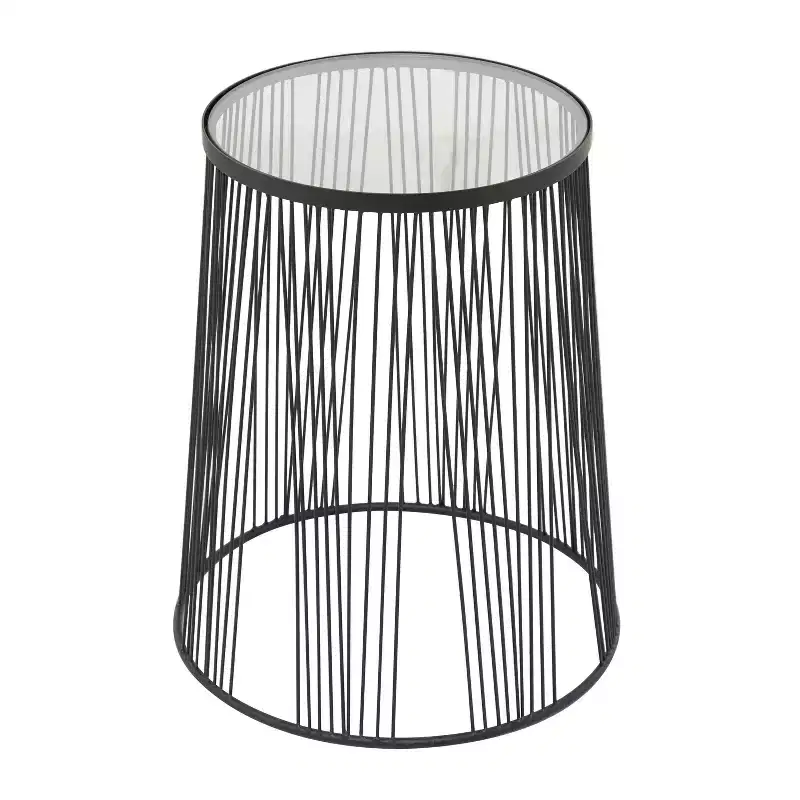 Contemporary Metal Accent Table Light Black - Olivia &#May
