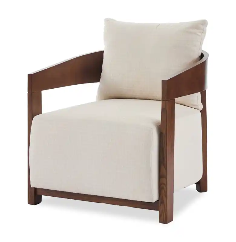 28.54 Fabric Accent Chair with Wood Arms and Legs