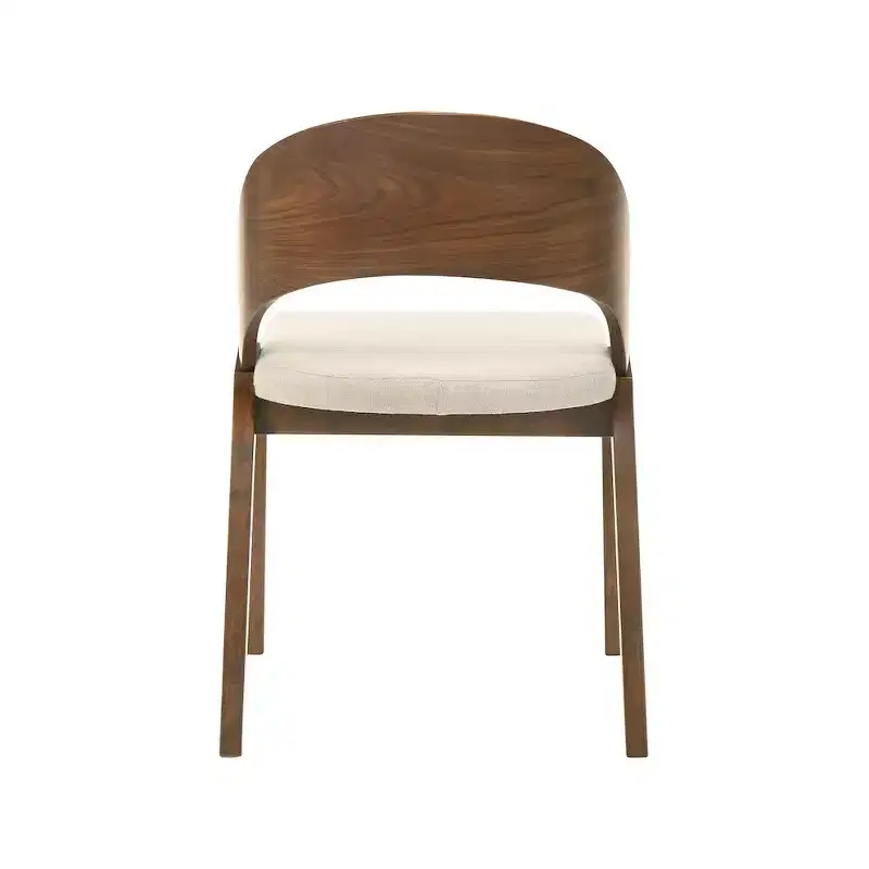 Meridian Furniture,Woodson Beige Linen Textured Fabric Dining Chair, Set of 2