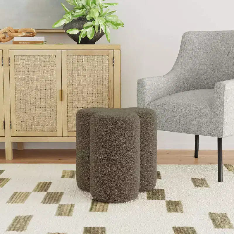 Clover Shaped Chenille Ottoman