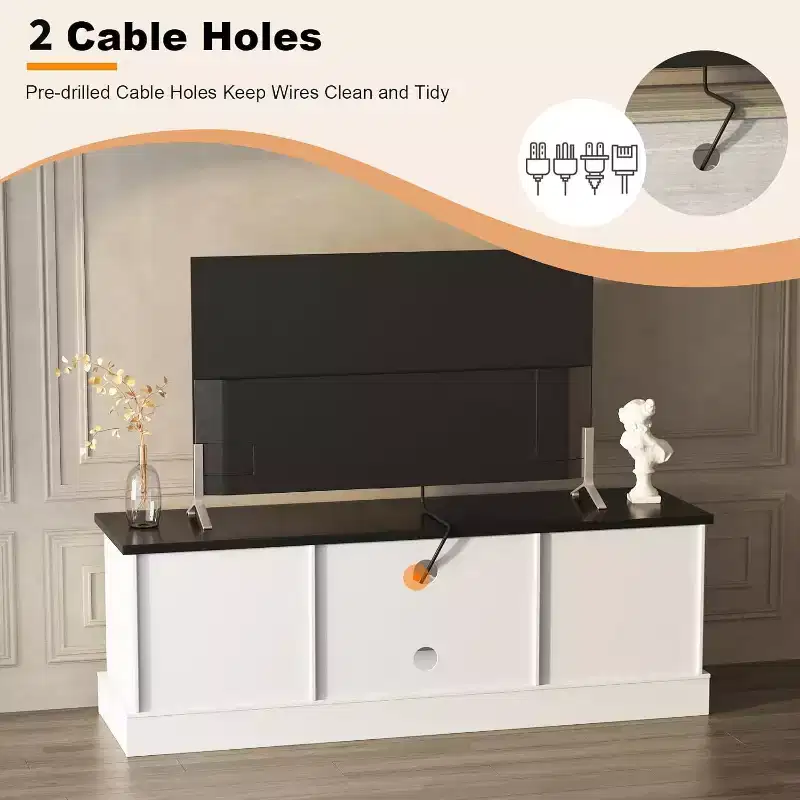 Modern Minimalist TV Stand,TVs Up to 65 Inches,Entertainment Center Console Table with Storage Cabinets and Shelves for Living Room