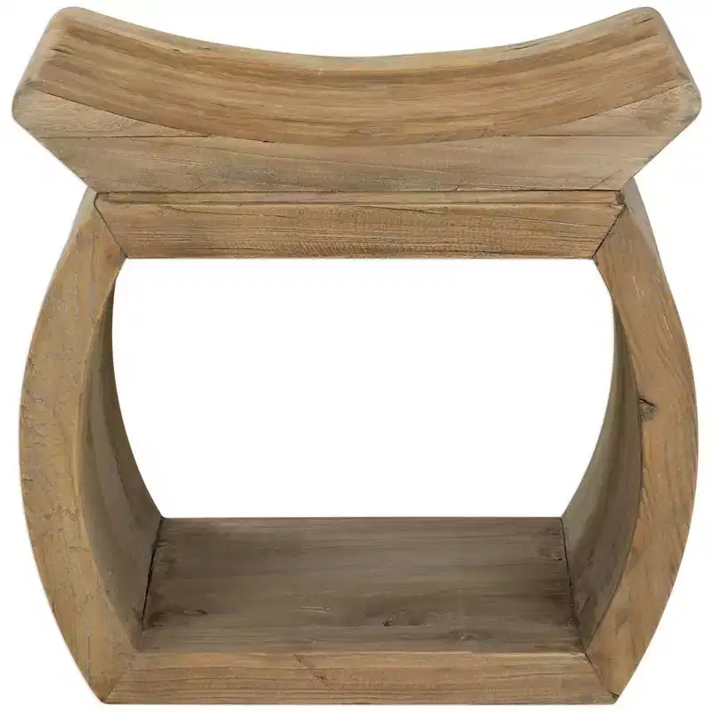Elm Wood Accent Stool – Modern Solid Wood Design