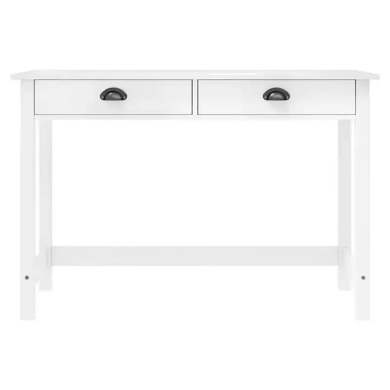 White Rectangular Console Table for 1, Solid Pine Wood