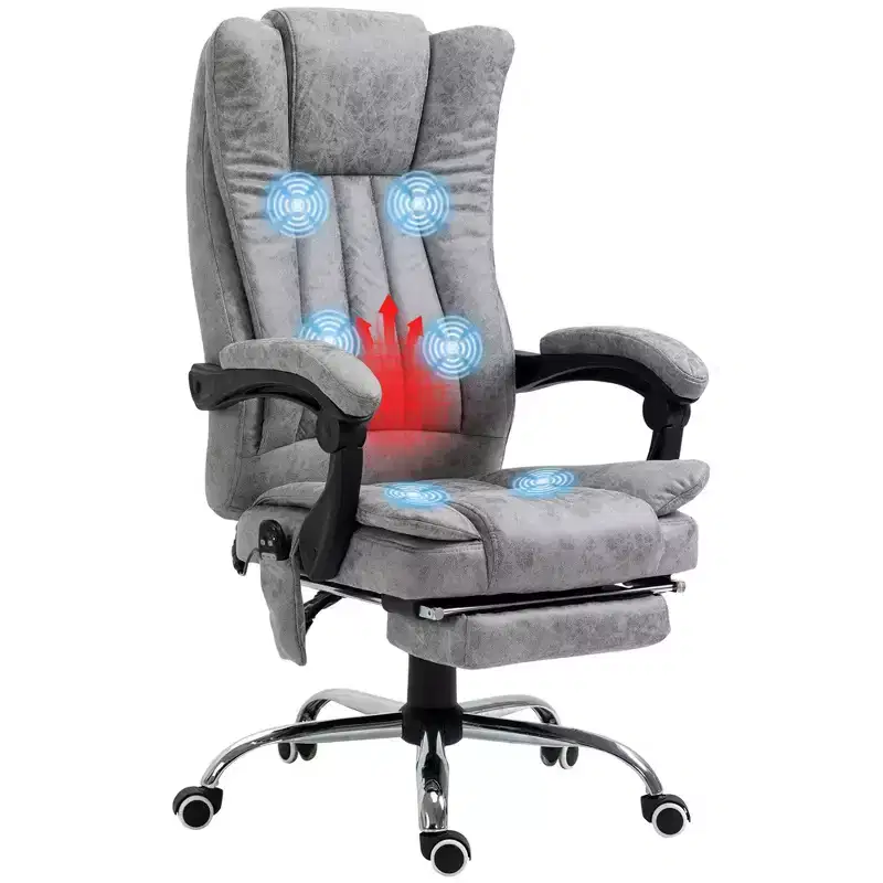 Massage Office Chair with 6 Points and Heat, Reclining Computer Chair with Adjustable Height and Footrest