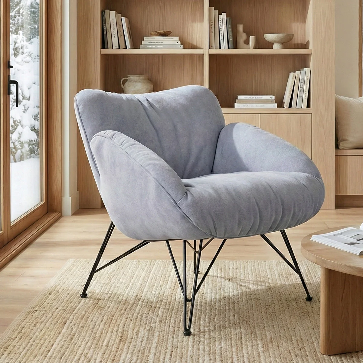 Soft Padded Cozy Lounge Chair, Blue