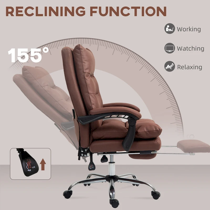 Vinsetto Microfibre Vibration Heated Reclining Massage Office Chair