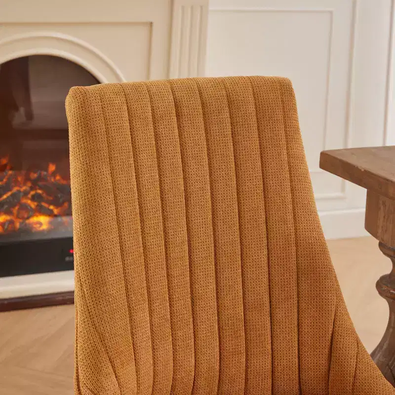 CLIHOME Set of 2 Rayon Cloth Flocking Linen Dining Chairs Channel Kitchen Dinner Chair Comfy Fabric Upholstered Accent Chair