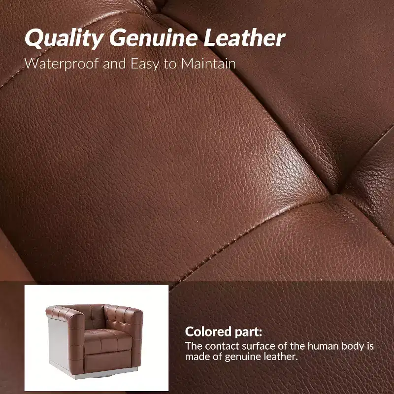 Frankie Modern Genuine Leather Swivel Club Chair| HULALA HOME