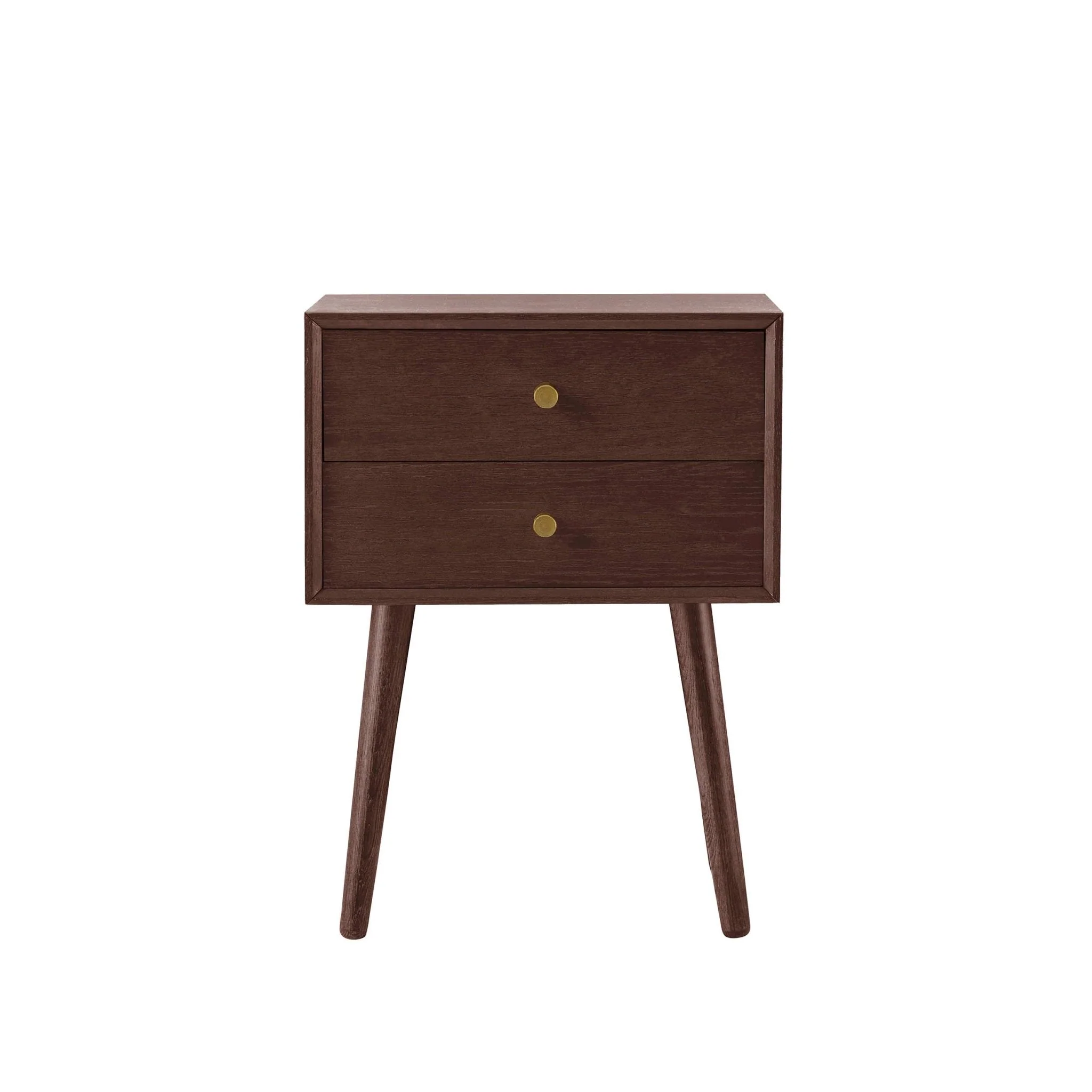 Oak 2 Drawer Bedside Table - Walnut