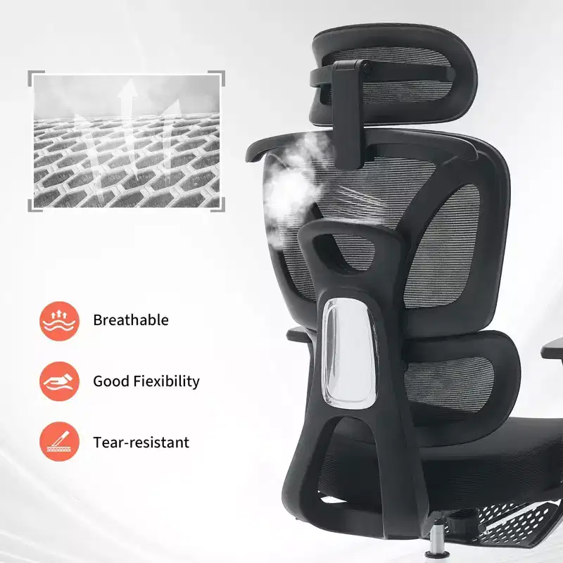 Ergonomic Mesh Office Chair, Adjustable Lumbar, Breathable Mesh, Swivel Computer Desk Chair, for Home Office