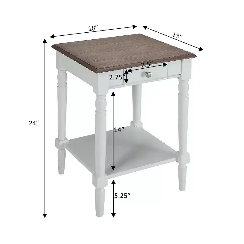 End Table with Drawer and Shelf, Traditional Side Table with Storage Drawer and Open Shelf for Living Room Use