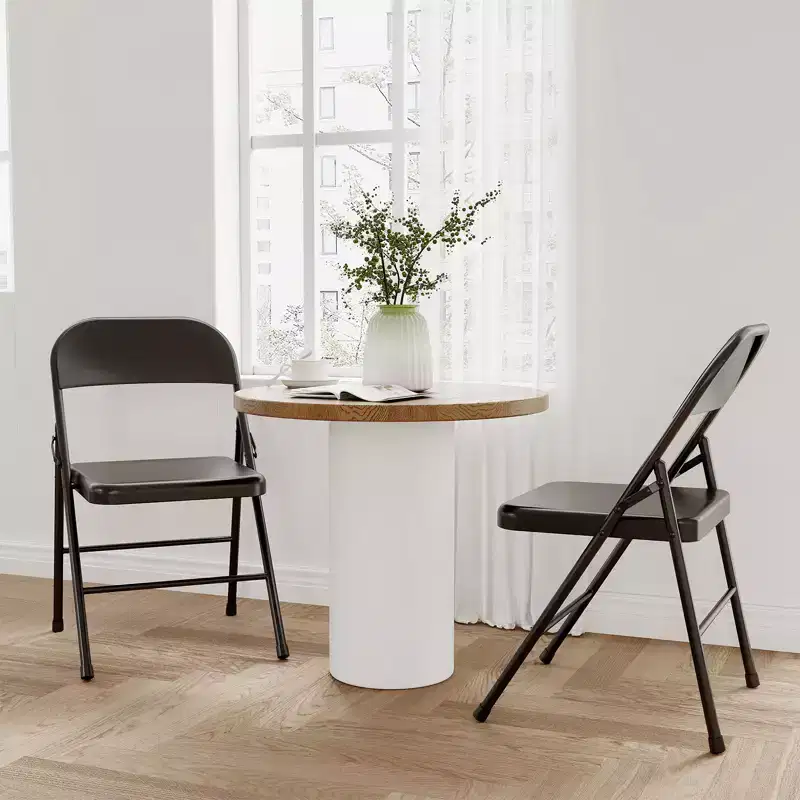 Metal Folding Chairs 2 Pack, Double Hinged Steel Frame Easy Foldable & Stackable for Office Kitchen Dinning Wedding Patio and Garden