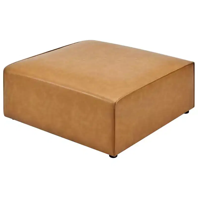 Mingle Vegan Leather Ottoman Velvet Tan - Modway: Modern Square Upholstered Padded Seat, Faux Leather, Wood Frame, 37x37x15.5
