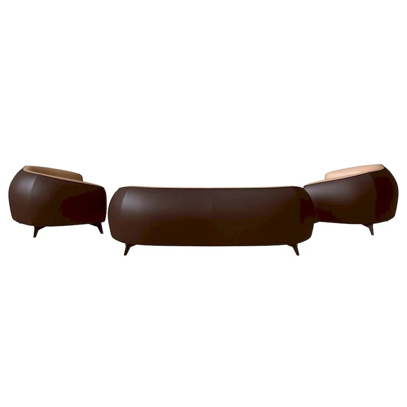 3-Piece Sofa Set Upholstered PU Leather with Solid Wood Frame and Steel Legs Opula Series by LeisureMod