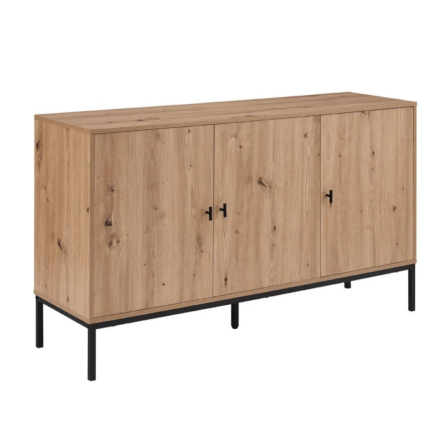 Modern Oak Effect Sideboard with Ample Storage for Living Room