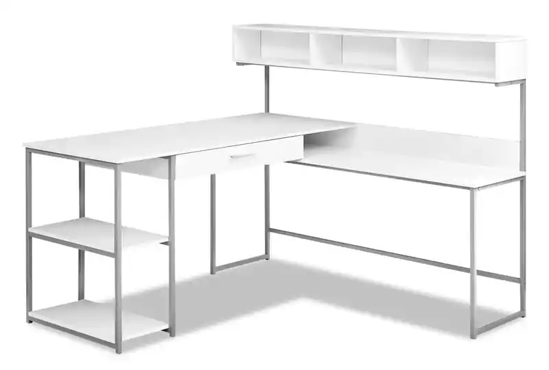 59 L-Shaped Corner Office Desk with Hutch