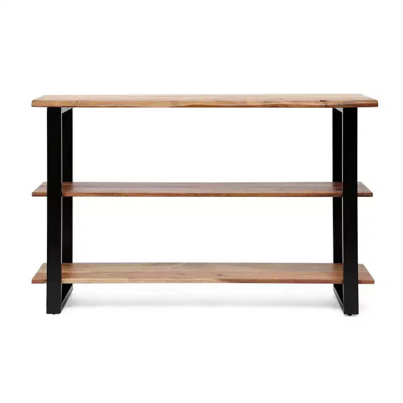 Modern Industrial Handmade Acacia Wood and Iron Console Table