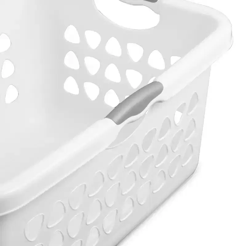 White Rectangular Laundry Basket with Handles, 2-Bushel, 8-Pack