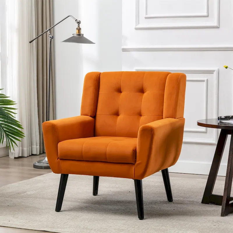 Modern Soft Velvet Ergonomics Accent Chair Living Room Chair Bedroom Chair Home Chair With Black Legs