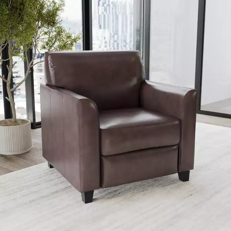 Emma and Oliver Leather Chair with Clean Line Stitched Frame