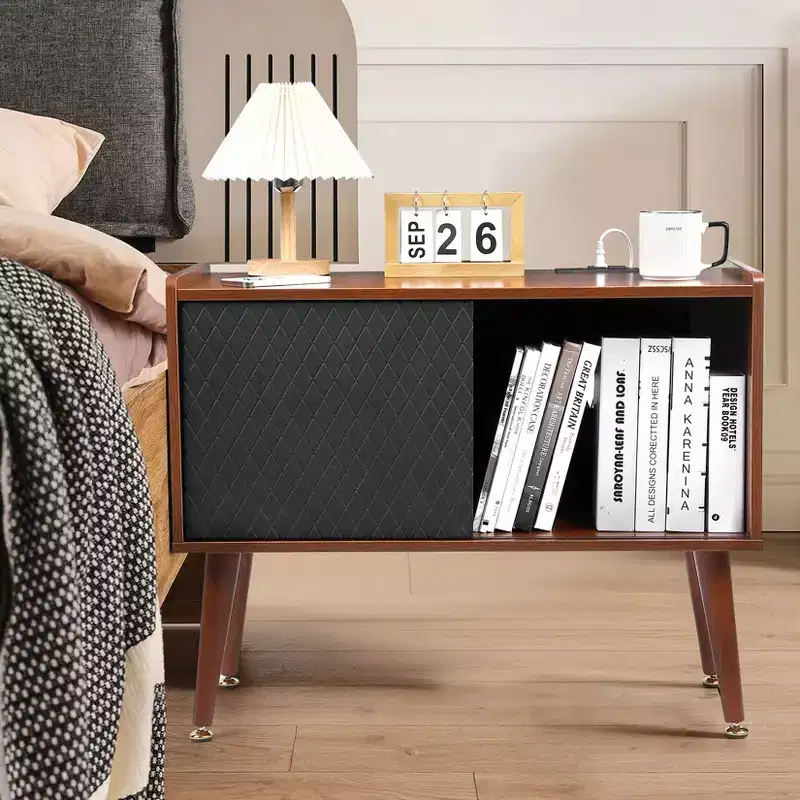 Record Player Stand with Vinyl Storage, Record Player Table Holds Up to 300 Albums, Turntable Stand with Charging Station for Living Room Bedroom