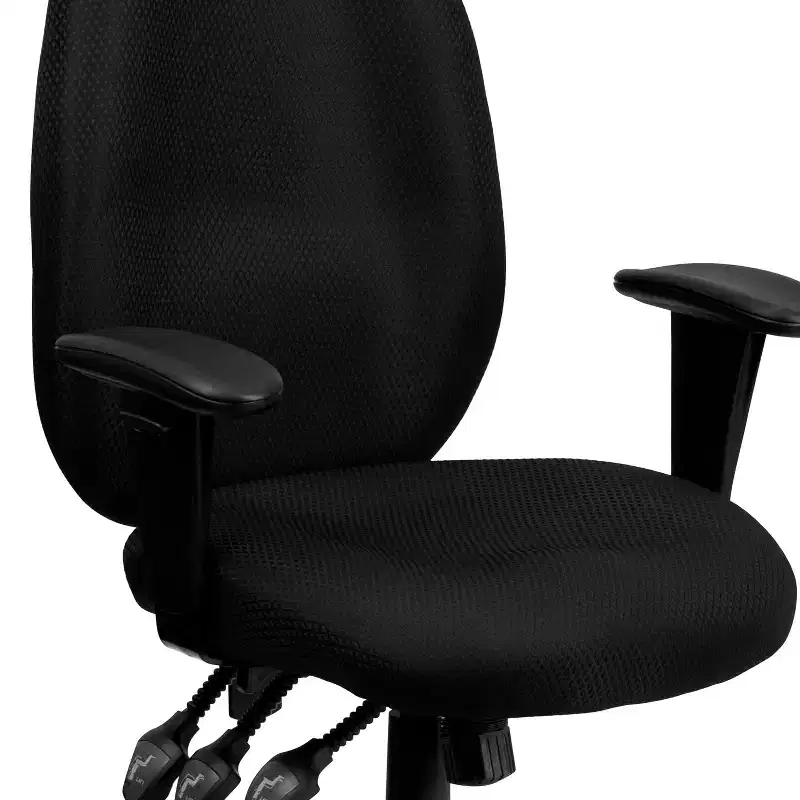 Emma and Oliver High Back Fabric 3-Paddle Ergonomic Swivel Office Chair Adjustable Arms