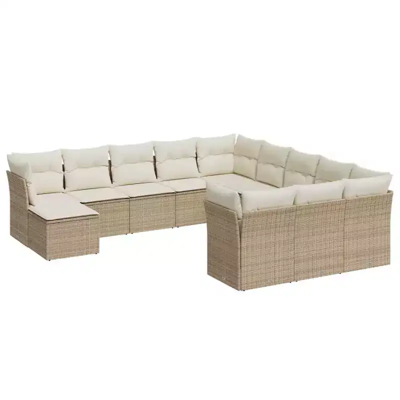 vidaXL 13 Piece Patio Sofa Set with Cushions Poly Rattan