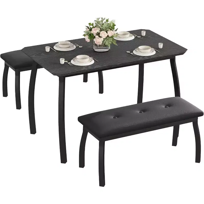 Versatile 44 Extendable Table Set, 3-Piece Convertible Kitchen/Dining Room Furniture, Compact Design for Small Spaces, Easy to Assemble