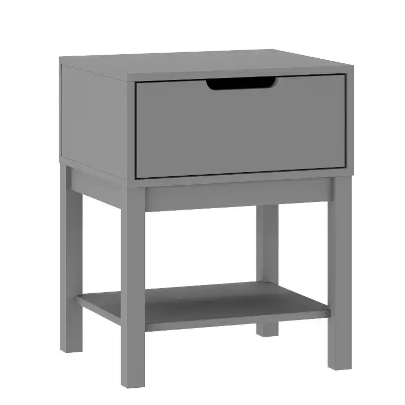 Wood Kids Nightstand with Single Drawer & Open Shelf