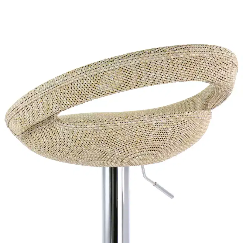 2 Piece Adjustable Rattan Barstool in Gray with Chrome Base