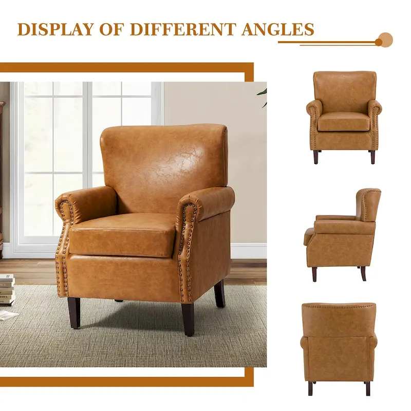 Levi Vegan Transitional Armchair with Rolled Arms Set of 2