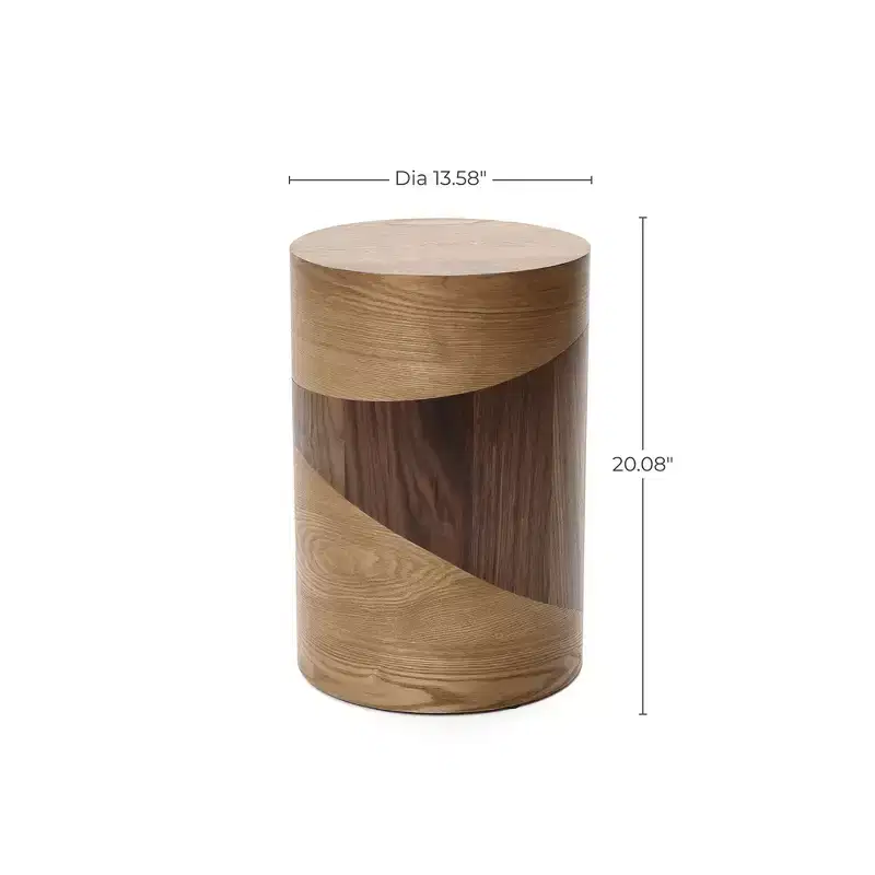 LuxenHome 20 Round Side Table with Two-Tone Wood Grain Design, Modern End Table for Living Room, Bedroom Brown