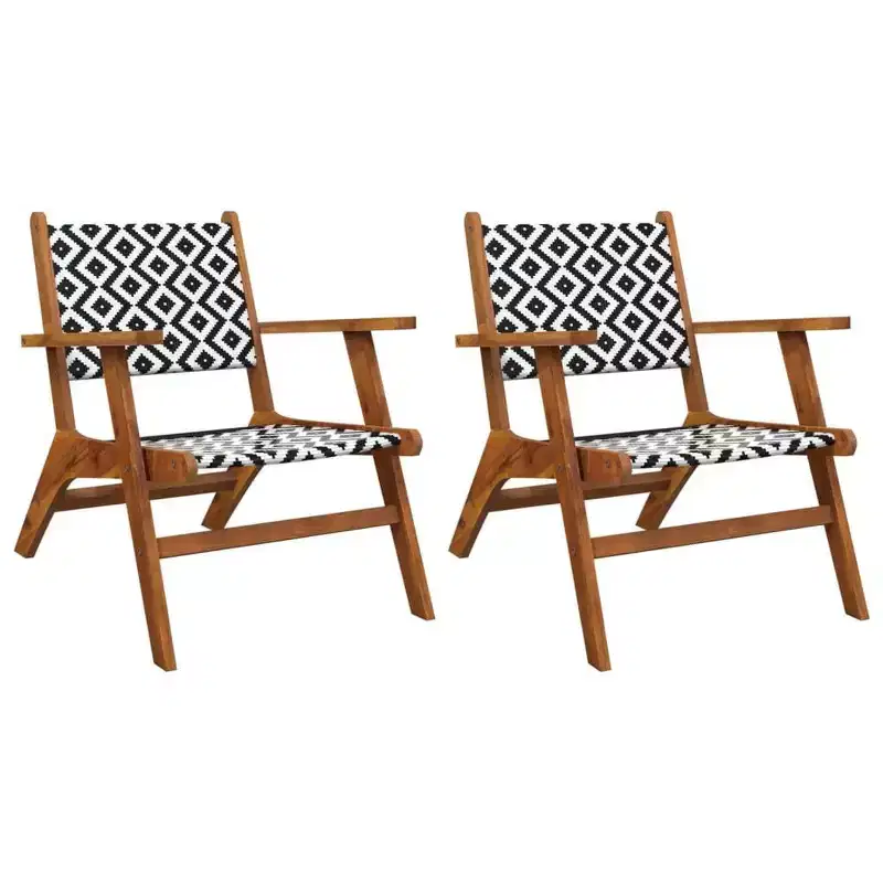 vidaXL Garden Chair Brown and Black Solid Acacia wood, poly rattan