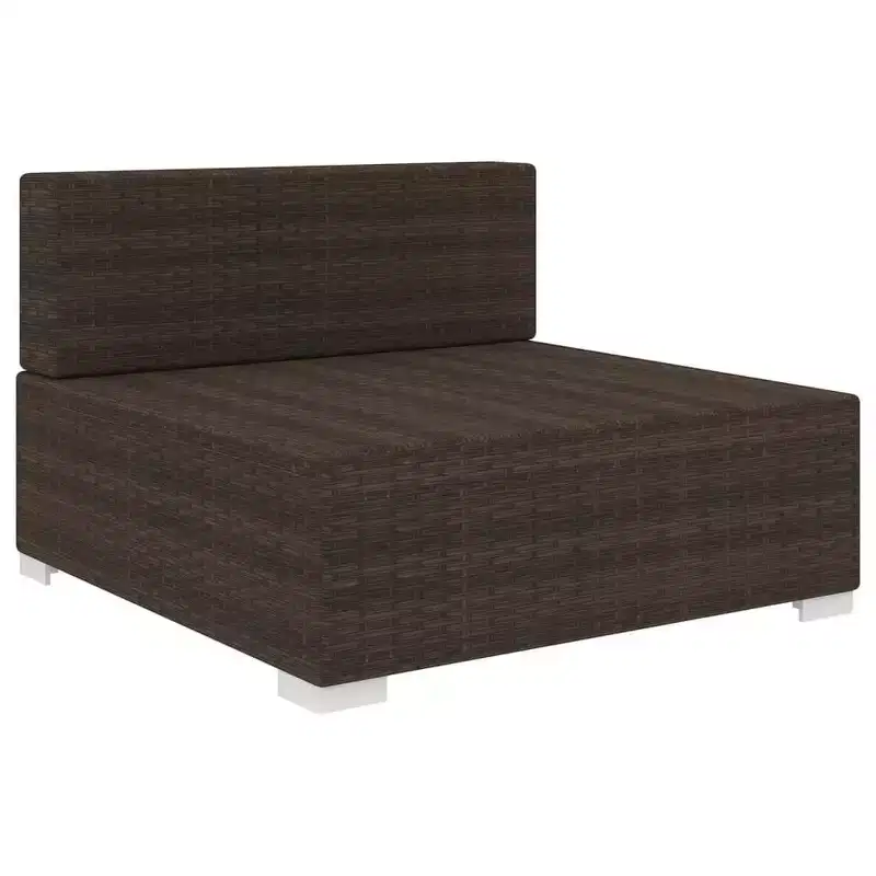 vidaXL Patio Furniture Rattan Sofa Chair Middle Seat with Cushions Poly Rattan