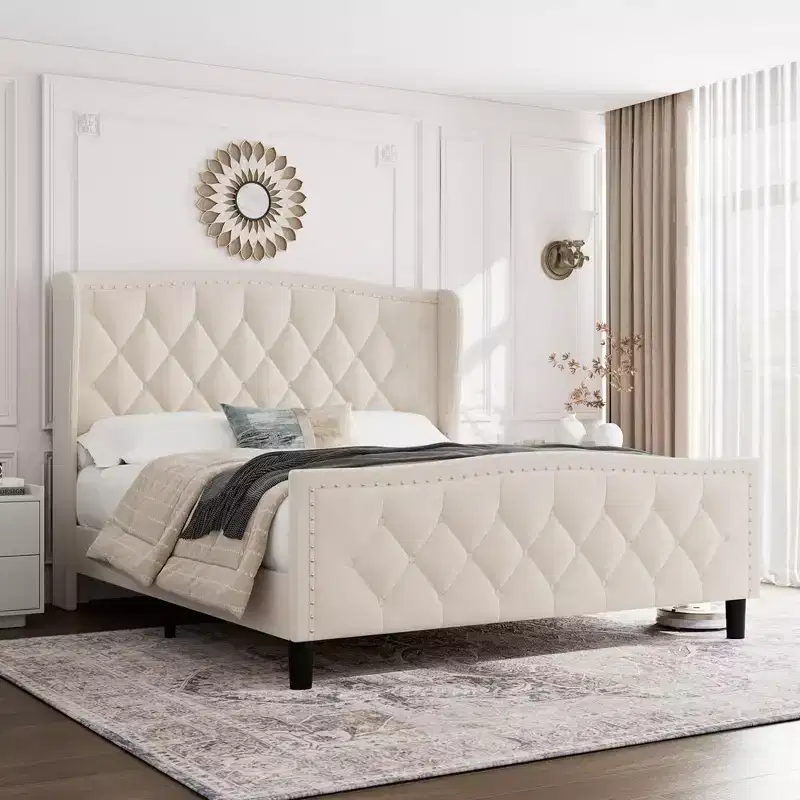 Bed Frame with 4 Storage Drawers and Headboard