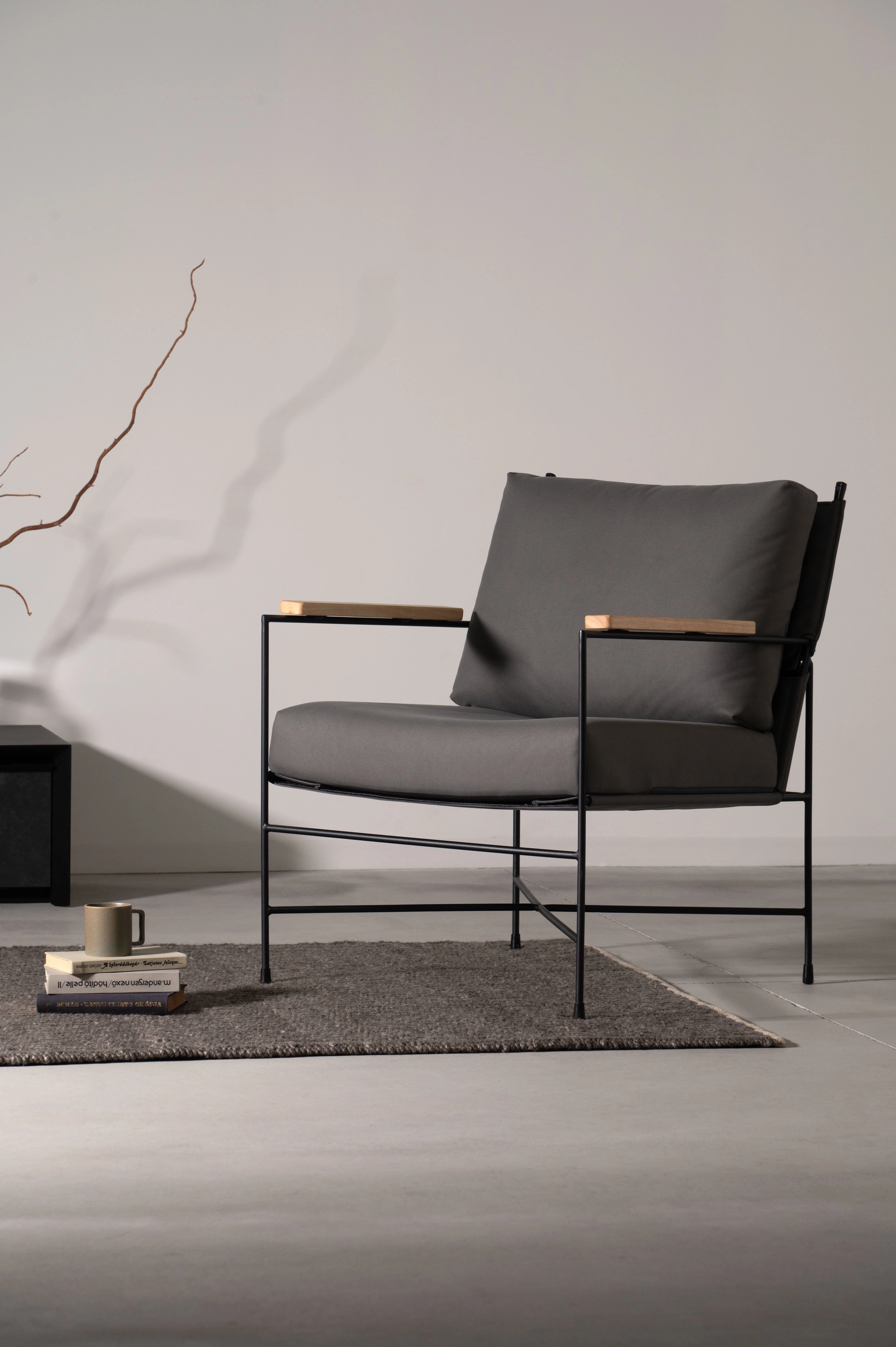 Gray Upholstered Lounge Chair