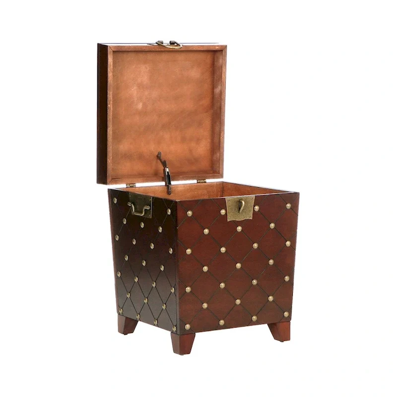 Espresso Nailhead Accent End Table Trunk with Storage - Pine and MDF