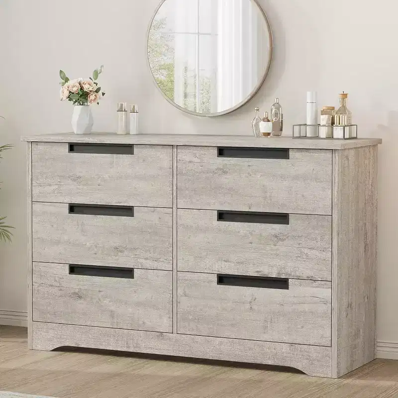 6-Drawer Dresser with Embedded Handles, Compact Storage Cabinet for Bedroom, Living Room & Hallway